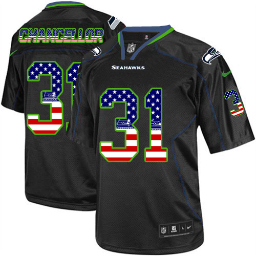 Men's Elite Kam Chancellor Nike Jersey Black - #31 USA Flag Fashion NFL Seattle Seahawks